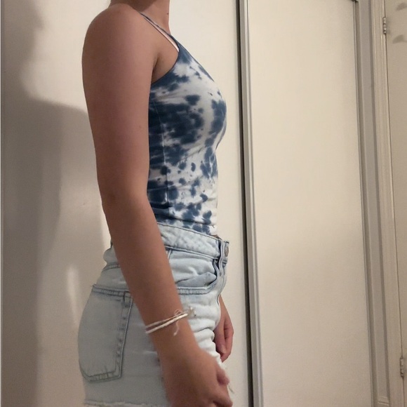 tie dye navy and white cropped tank - Picture 2 of 2